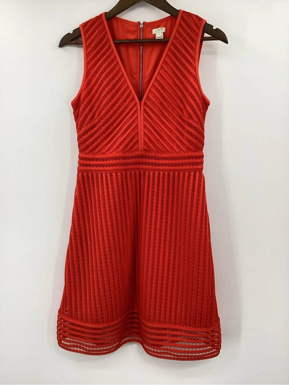 J. Crew Factory Red Textured Sleeveless V-Neck Fit & Flare Mini Dress